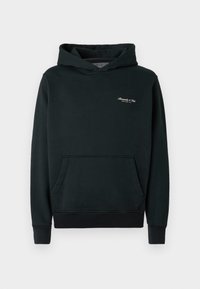 Sweatshirt verde escuro feito de tecido suave, apresentando um bolso frontal e punhos e bainha canelados. Pequeno logótipo branco no peito.