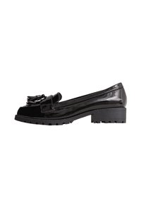 New Look Wide Fit WIDE FIT PATENT CHUNKY FRINGE LOAFERS - Scarpe senza lacci - black