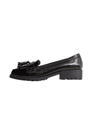 New Look Wide Fit WIDE FIT PATENT CHUNKY FRINGE LOAFERS - Instappers - black