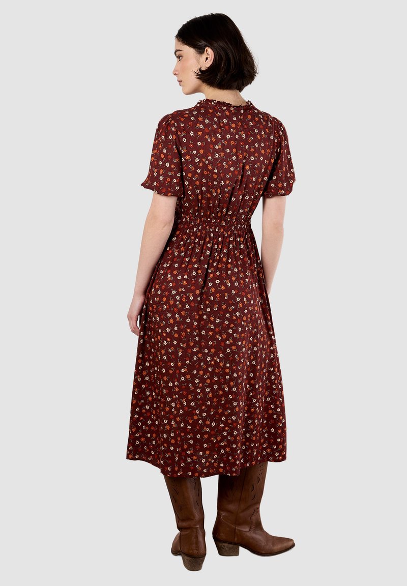 Apricot DITSY FLORAL SMOCKED MIDI - Day dress - burgundy/bordeaux - Zalando