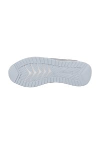 Suola in gomma bianca per sneaker, con una trama decorativa per la trazione e un design testurizzato, leggermente rialzato, con dettagli di branding.