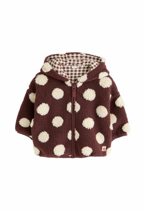 Next, HOODED ZIP THROUGH FLEECE - Flísová bunda - brown ecru spot