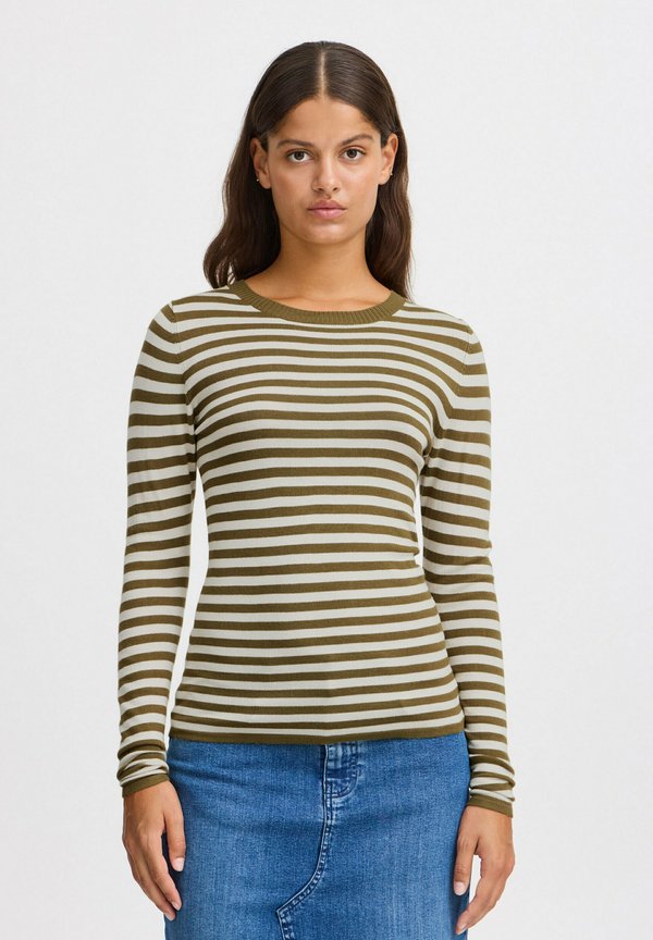 IHDIANE - Jumper - lizard almond milk stripe