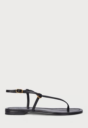 Polo Ralph Lauren O-RING LEATHER SANDAL - Sandalai su T formos dirželiu - black