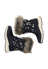 Marine winterlaarzen met sterrenpatroon, faux fur afwerking, rubberen zolen en een textuur bovenkant. Voorzien van een vetersluiting voor een perfecte pasvorm.