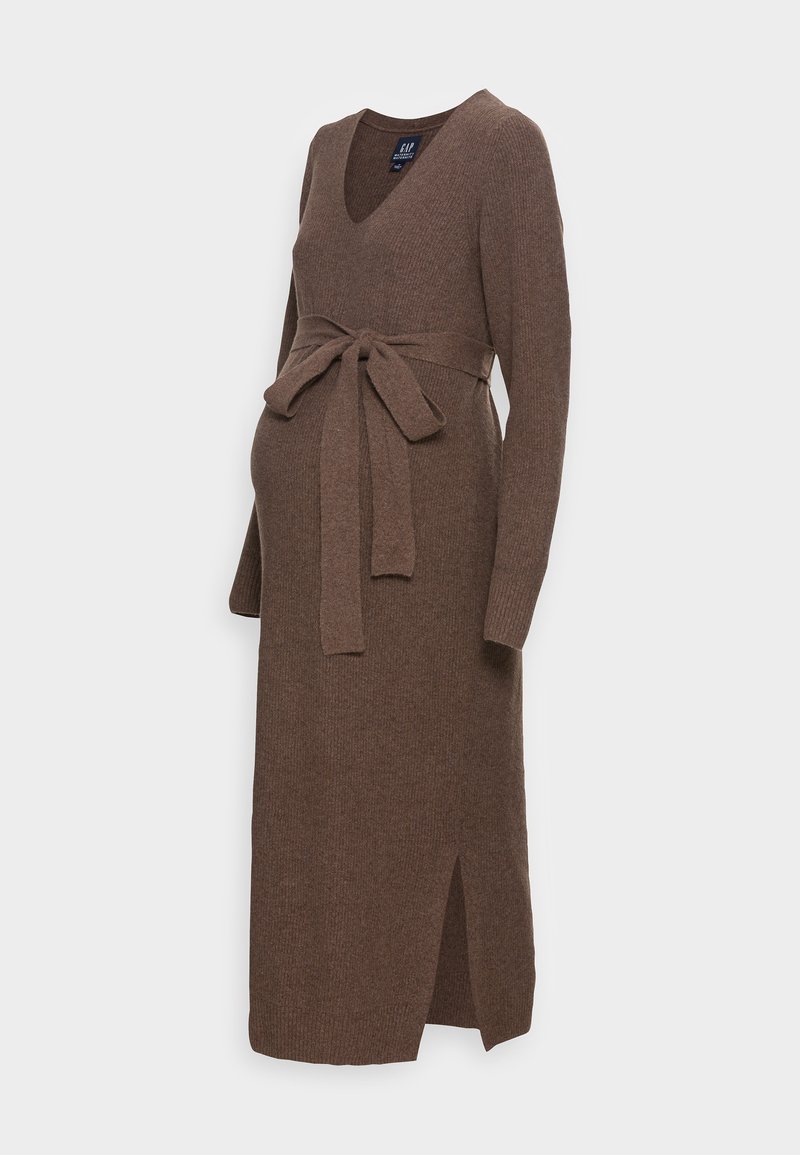 GAP Maternity MIDI BELTED DRESS Strickkleid cozy brown/beige