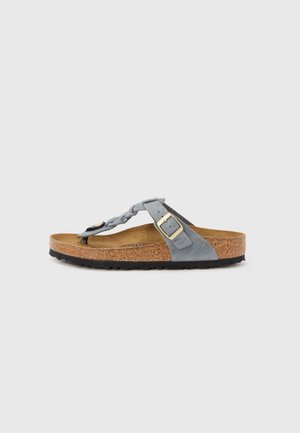 GIZEH BRAIDED LEOI BASALT GRAYN REGULAR - T-pántos szandálok - basalt gray