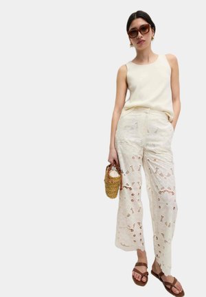 Marks & Spencer LACE WIDE LEG - Pantalon classique - ivory