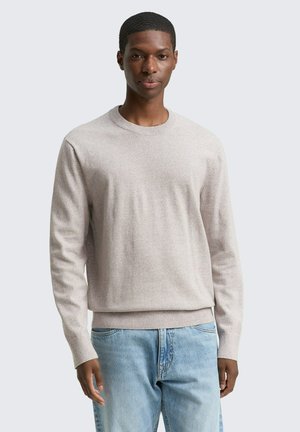 BASIC CREWNECK  - Pullover - greyish brown white mouline