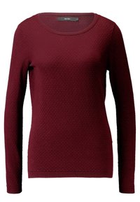 Dlouhý rukáv, bordó texturovaný pletený svetr s kulatým výstřihem a žebrovanými manžetami a lemem, označený Vero Moda.