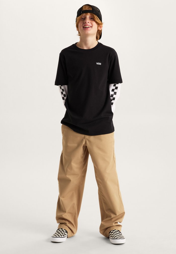Vans BY LONG CHECK TWOFER BOYS - Long sleeved top - racing black white
