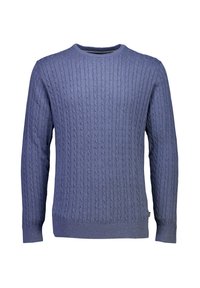 O NECK CABLE - Stickad tröja - dusty blue mel