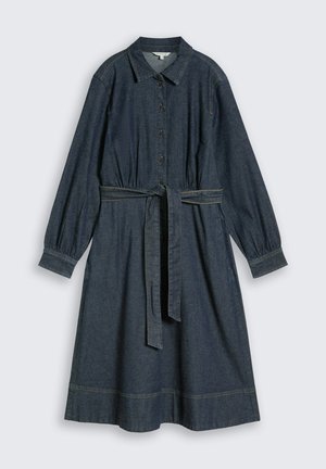 TOM TAILOR, LOOSE FIT JEANSKLEID MIT GÜRTEL - Denimové šaty - blue rinse denim