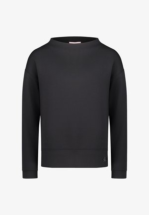 Czarna bluza z szerokim dekoltem, długimi opadającymi rękawami i krótkim krojem. Wykonana z miękkiego materiału o gładkiej fakturze.