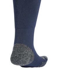 Calzini blu navy con un design testurizzato, caratterizzati da un rinforzo grigio scuro sul tallone e sulla punta. Realizzati in un materiale elastico e traspirante.