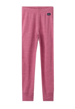 Lyserøde tætsiddende leggings med et lille sort "P.O.P" label nær taljen, lavet af et blødt, meleret stof.