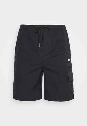 Sorte cargo shorts i lett materiale, med elastisk midjebånd og snor, sidelommer og en avslappet passform.