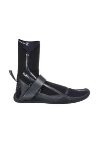 Black and gray water shoe with a neoprene ankle seal, adjustable strap, and textured rubber sole. Features a snug, foot-hugging design.