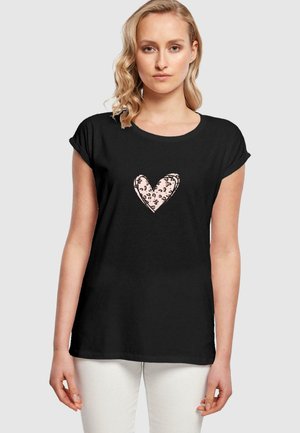 Merchcode VALENTINES DAY-LEOPARD HEART EXTENDED  - T-shirts med print - black