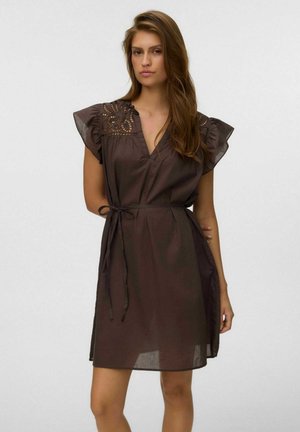 Vero Moda VMLINE SS SHORT DRESS WVN NOOS - Robe de jour - chocolate brown