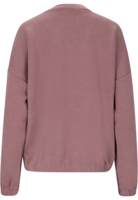 Roze sweatshirt met lange mouwen en een relaxte pasvorm. Bevat een ronde hals en geribde manchetten. Glad textuur, geen zichtbare patronen of metalen onderdelen.