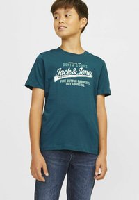 Jack & Jones Junior JJELOGO TEE O-NECK JNR - Marškinėliai su spaudiniu - deep teal