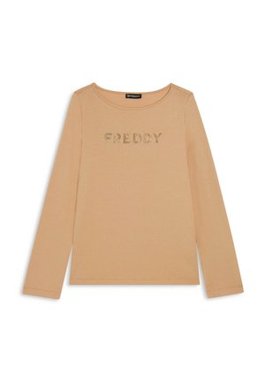 CON LOGO IN STRASS - T-shirt à manches longues - beige
