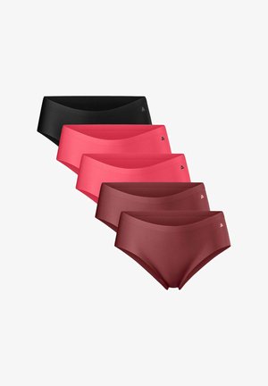 Cinco pares de bragas de mujer en negro, rosa y burdeos. Tejido suave con un diseño sin costuras y un pequeño logotipo acentuado cerca de la cinturilla.
