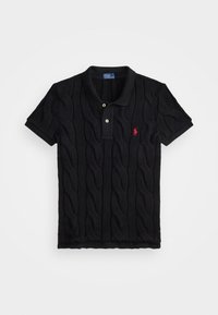 CABLE KNIT COTTON POLO SHIRT - Polo krekls - black