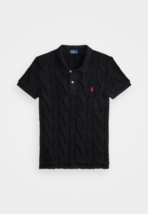 CABLE KNIT COTTON POLO SHIRT - Polo majica - black