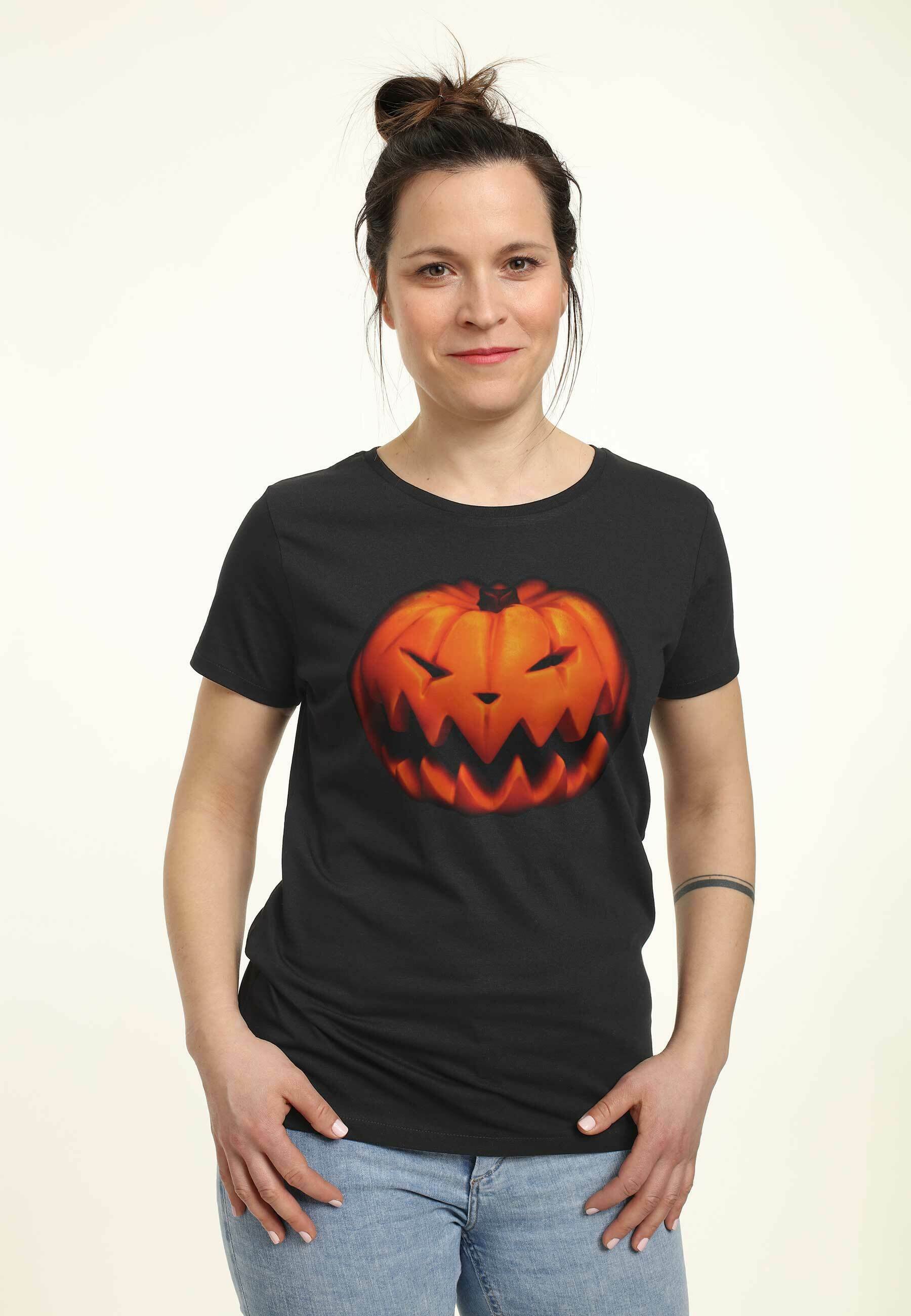 black shirt with pumpkin