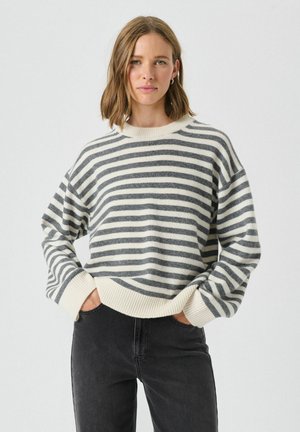 VinasPW PU - Svetrík - grey melange whitecap stripe
