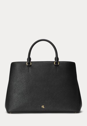 Lauren Ralph Lauren CROSSHATCH LEATHER LARGE HANNA SATCHEL - Geantă de mână - black