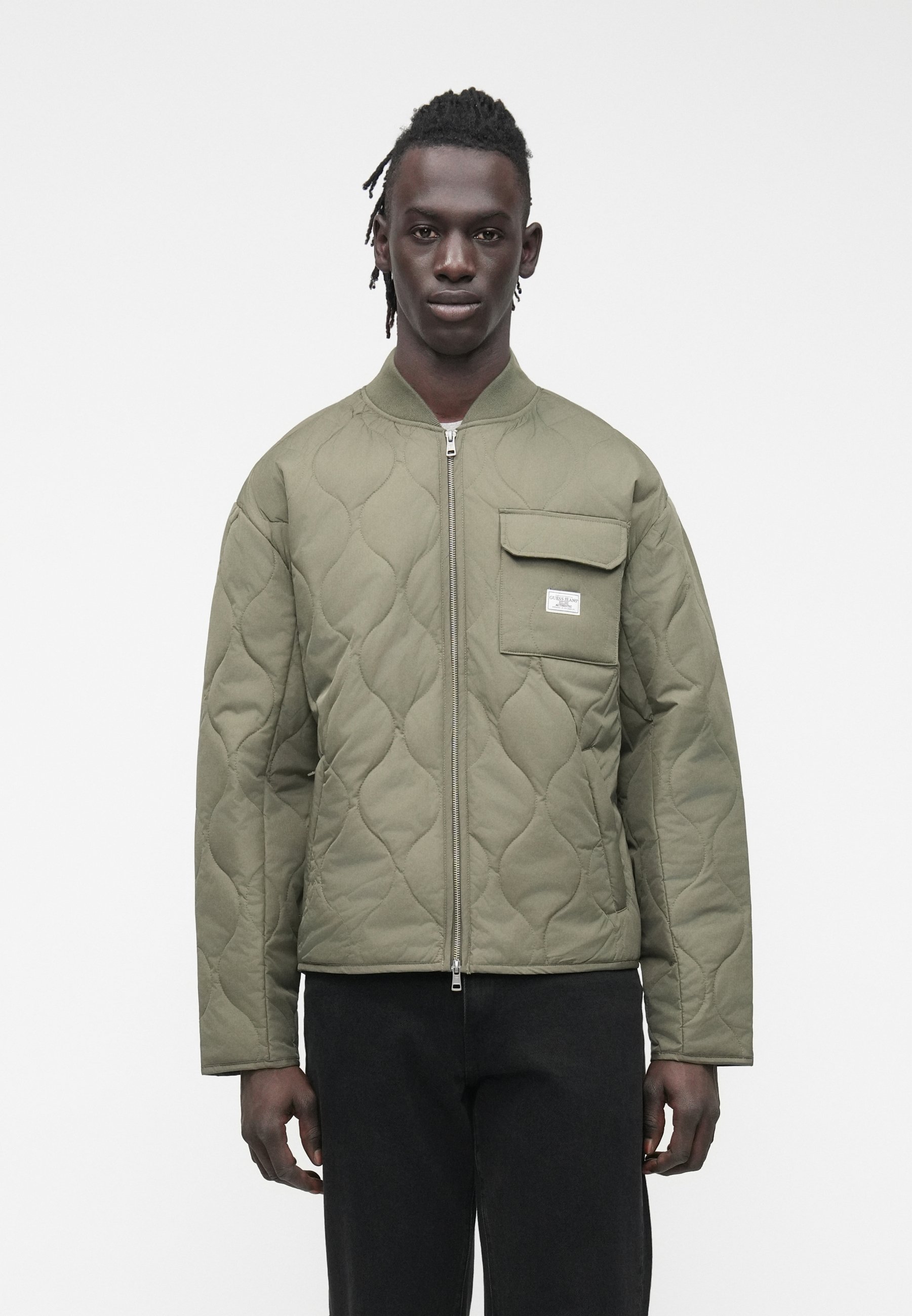 Guess Jeans QUILTED PUFFER JACKET - Light jacket - olive light
