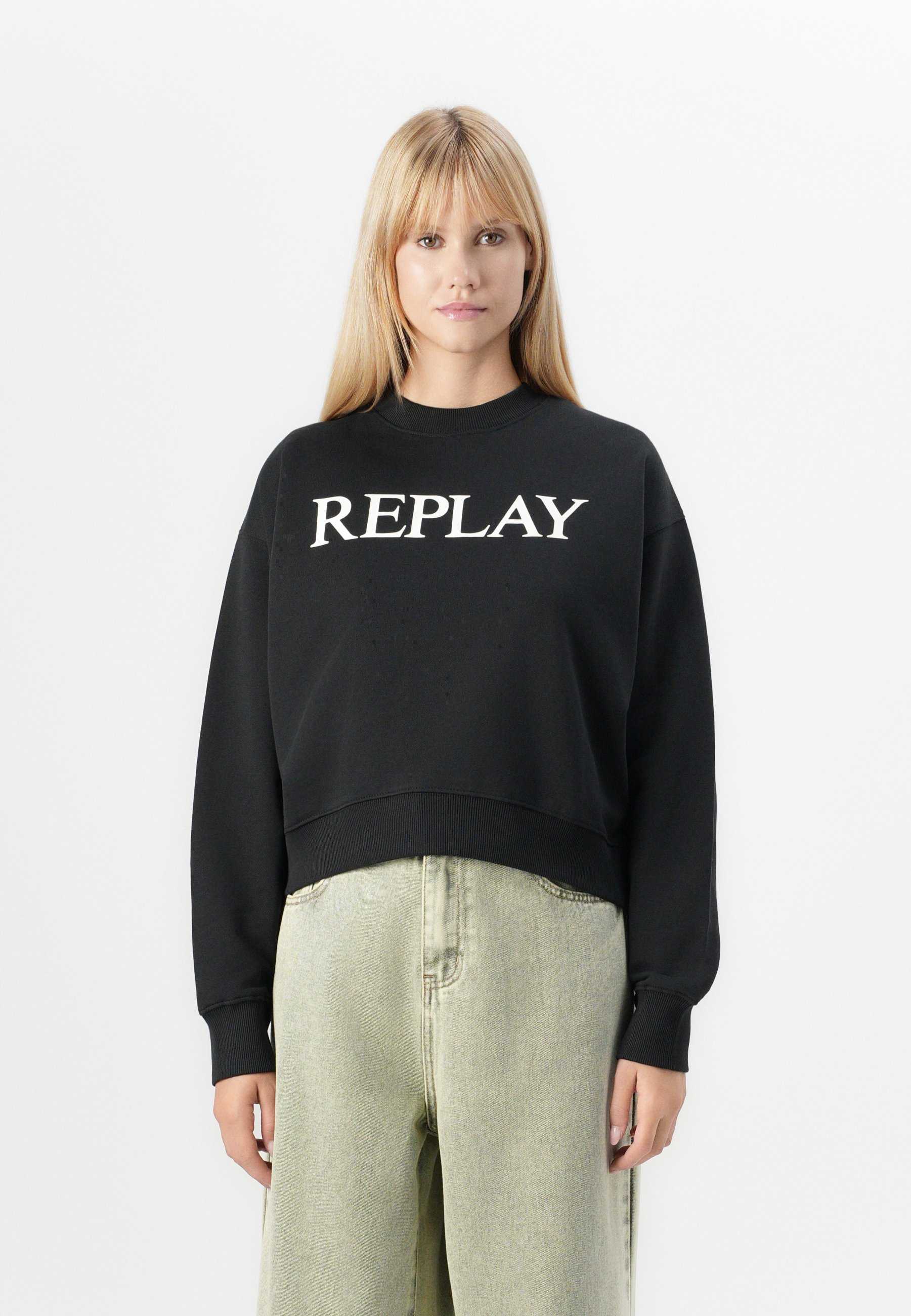 Maglia Di Tuta Donna REPLAY In Cotone Biologico - Felpa Casual Con Scollo Rotondo, Ampia E Morbida