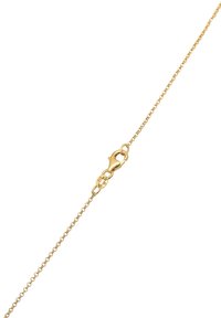 Collana in oro caratterizzata da un design delicato con anelli e chiusura a moschettone. Texture liscia con una finitura lucida.