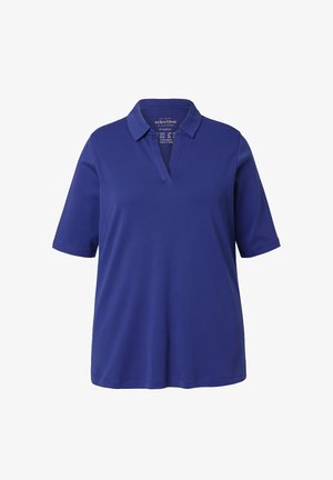 Kortærmet polo skjorte i livlig blå, lavet af glat stof, med en V-hals krave og en afslappet pasform. Minimalistisk design, ingen mønstre.