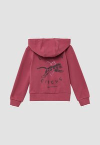 Bordeauxfarbener Kapuzenpullover mit Kordelzug und einem schwarzen Löwengrafik sowie Text auf dem Rücken. Hergestellt aus weicher Baumwolle, mit gerippten Bündchen und Saum.