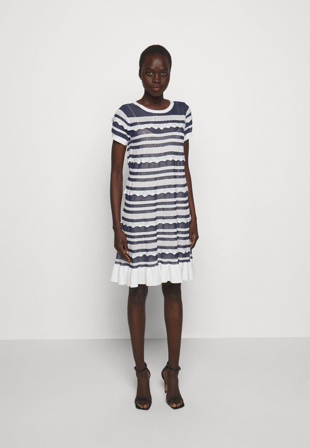 ABITO TRASPARENZE E BALZE - Jumper dress - neve/nero