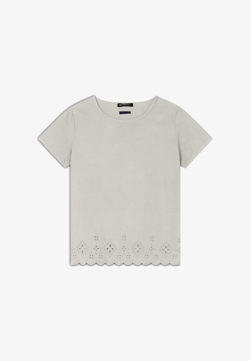 Freddy REGULAR CON RICAMI SANGALLO - Camiseta estampada - white sand direct dyed