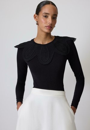 SNAPPED WITH LACE  - T-shirt à manches longues - black