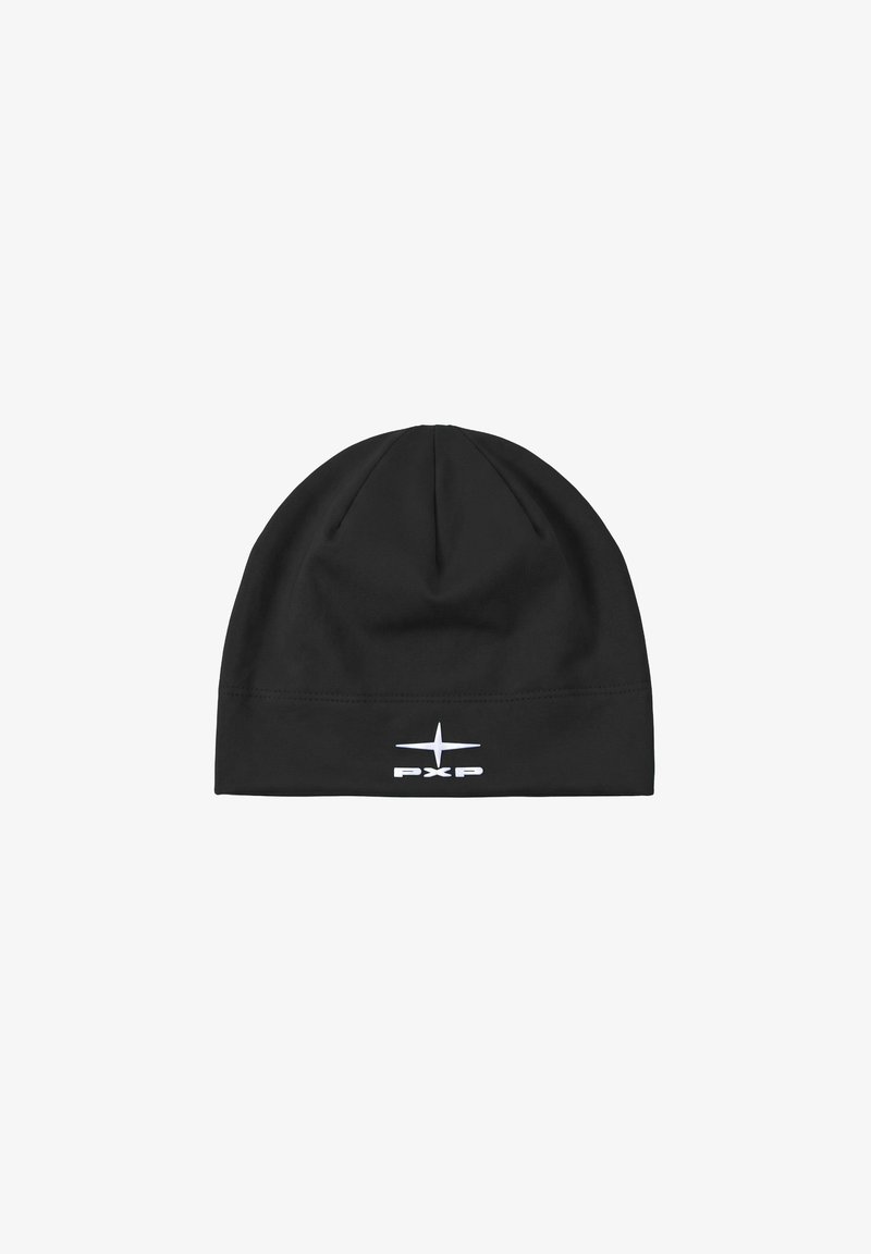 Bonnet noir avec un logo étoile blanche et les lettres PXP au centre devant.