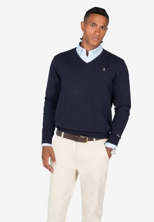 V NECK - Jersey de punto - navy blue