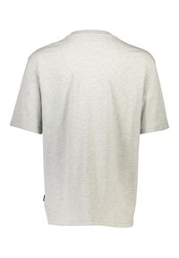 Grå kortärmad t-shirt i bomullsblandning, med en klassisk rund halsringning och rak passform med en slät struktur.