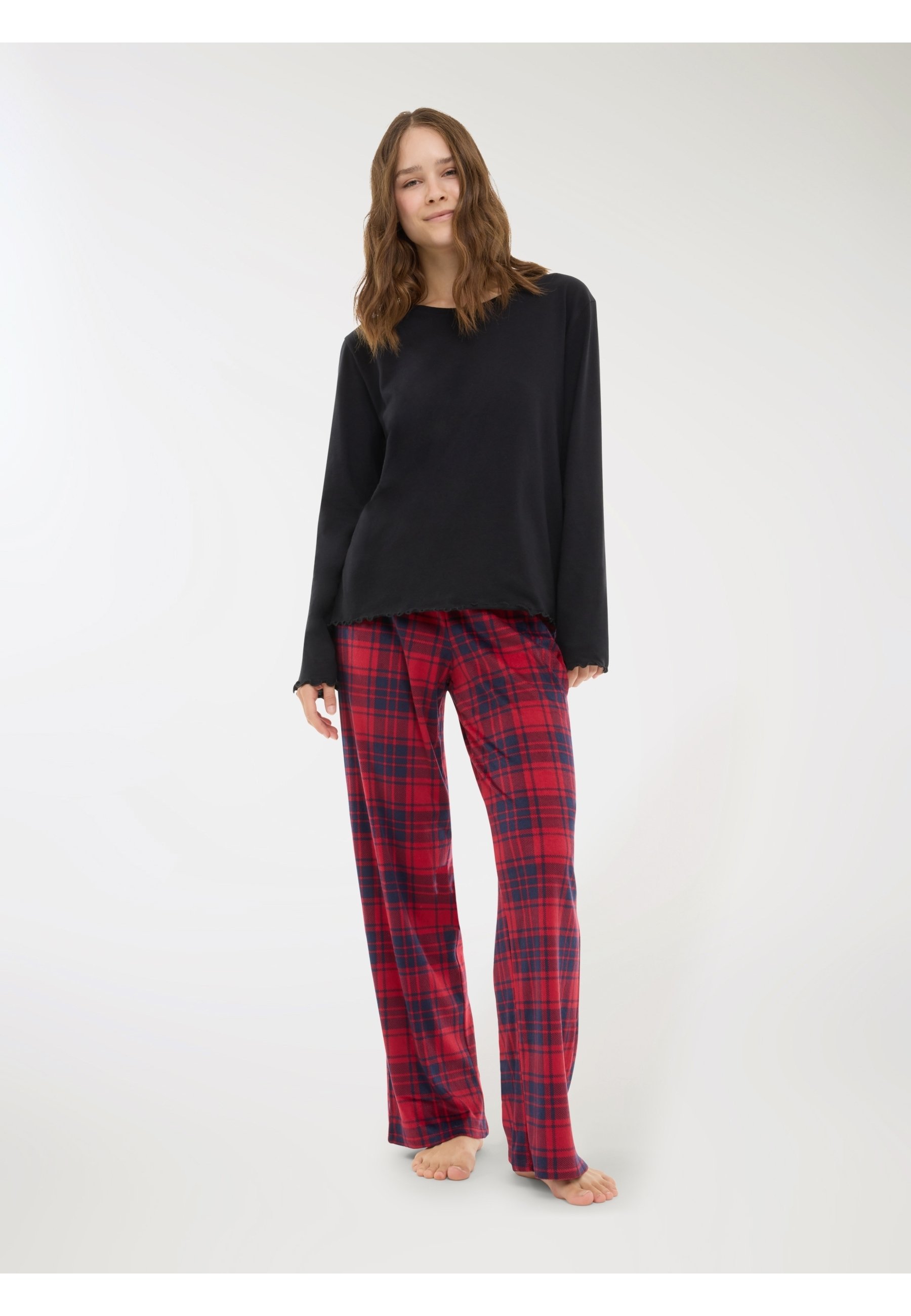 Pantaloni Pigiama Capri Donna ODAWA – Morbidi A Gamba Larga Con Tasche – Vita Elastica E Coulisse – Viola Medio, Taglia S - 4