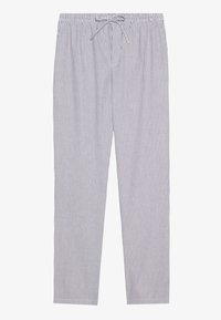 Pantaloni de pijama cu dungi din material ușor, având un tiv cu șnur și dungi verticale albastre și albe. Design standard cu picior drept.