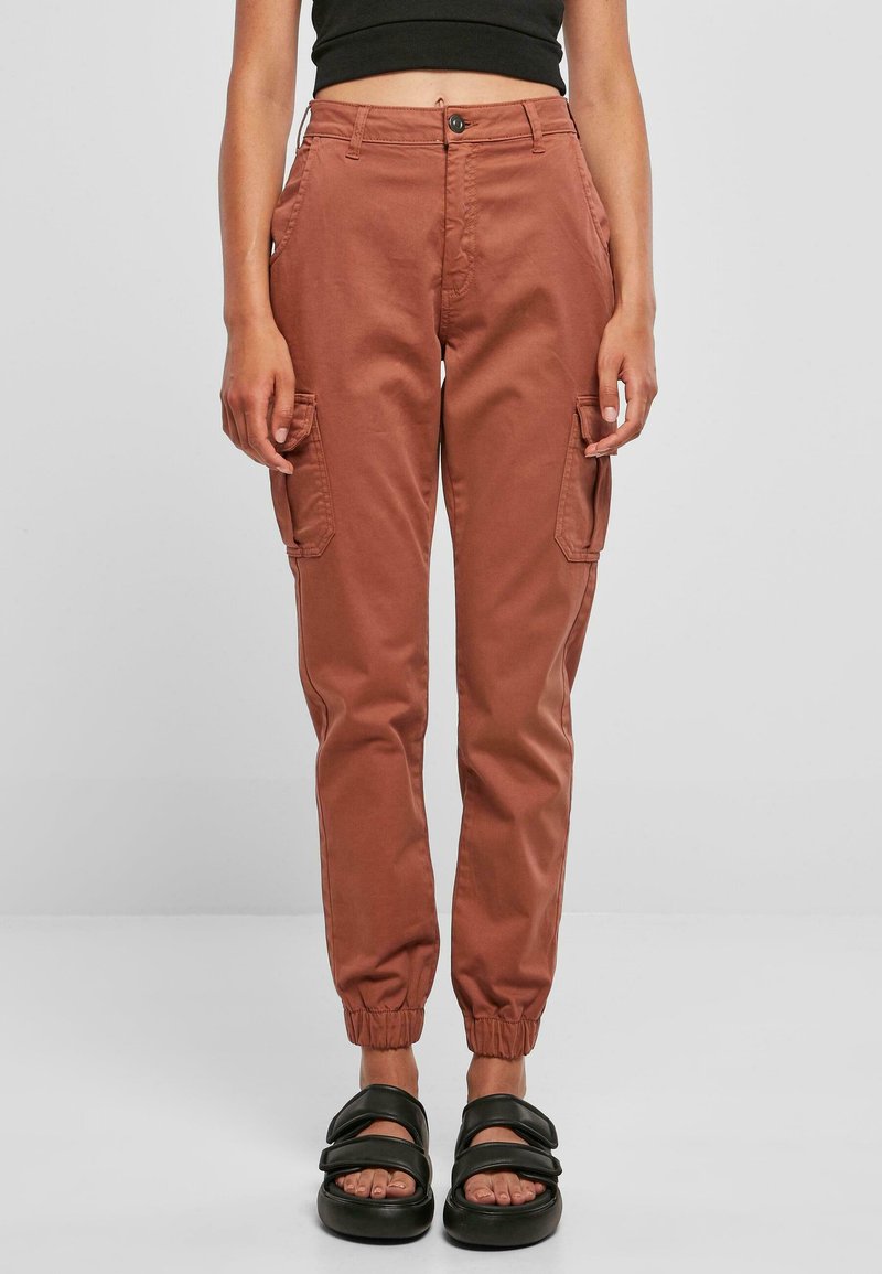 Urban Classics - HIGH WAIST - Hlačami s stranskimi žepi - terracotta, Povečajte