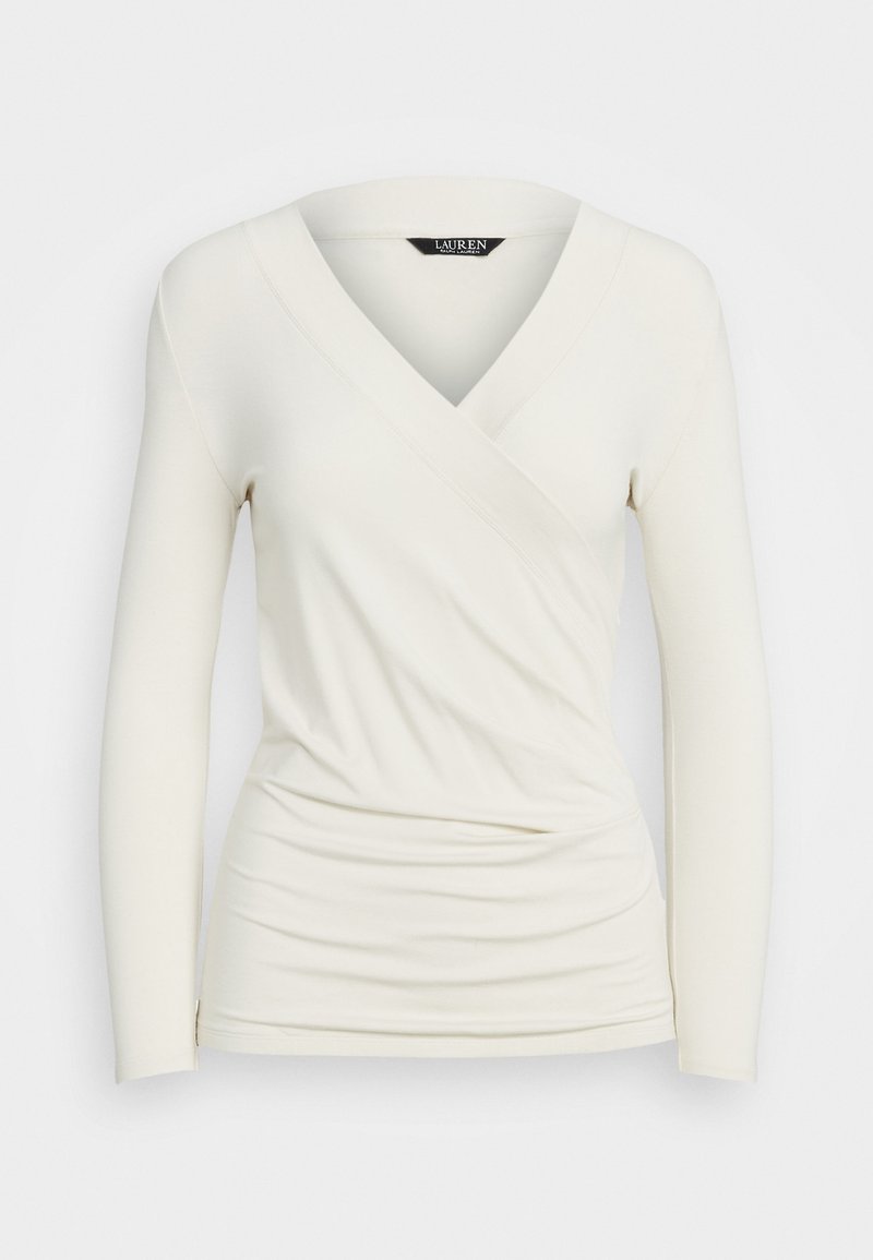Lauren Ralph Lauren SURPLICE JERSEY TOP - Μπλούζα με μακριά μανίκια - mascarpone cream