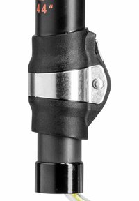 Black metal pole with a rubber grip and stainless steel clamp. Text in red reads "44". Features a smooth, cylindrical shape with a matte finish.