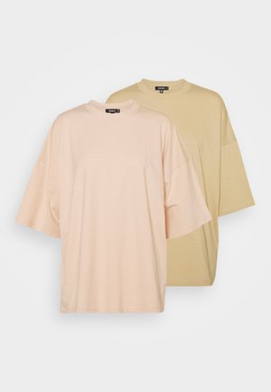 DROP SHOULDER OVERSIZED 2 PACK - T-shirt basic - pastel pink/khaki